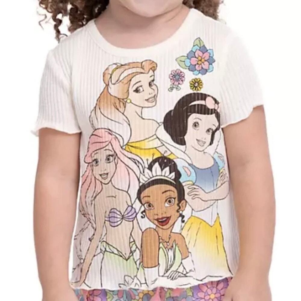 Disney Princess Toddler Girls Belle Ariel Snow White Tiana Shirt Size 4T